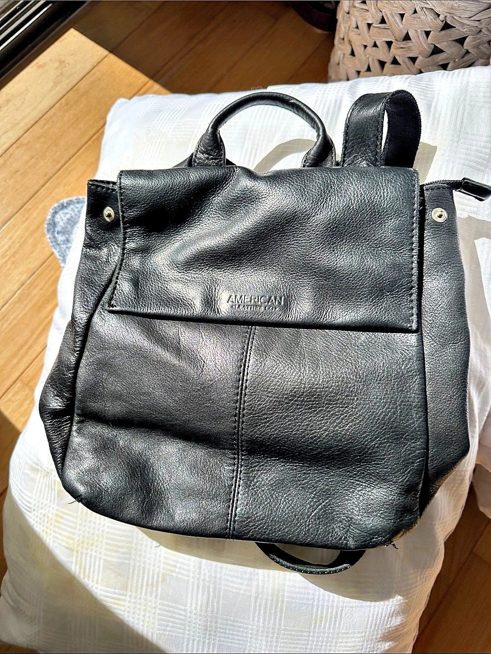 American Leather Co. Black Leather Backpack